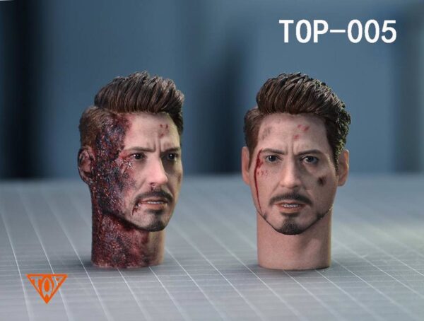 Top 1/6 Scale top-005 tony head sculpt 2pcs set (Set de Cabeças) - Imagem 3