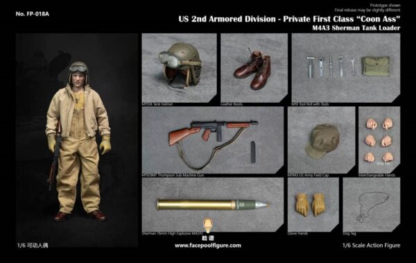 Pré-venda Facepool 1/6 Scale Figure US 2nd Armored Division PFC Sherman Tank Loader Standard Edition