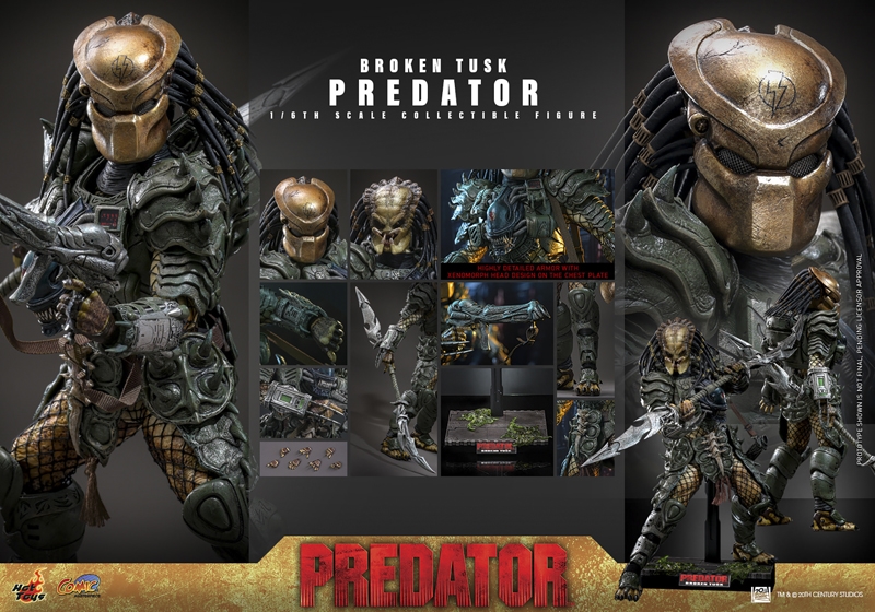 Pré-venda Hot Toys Alien vs Predator Broken Tusk Predator 1/6 Scale Figure